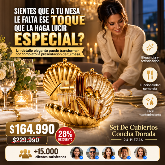 SET DE CUBIERTO CONCHA DORADA X 24 PIEZAS! Porque la Elegancia no se Improvisa!